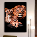 Quadro Decorativo Família de Leões 1 Filhote - Retrato com o Primogênito