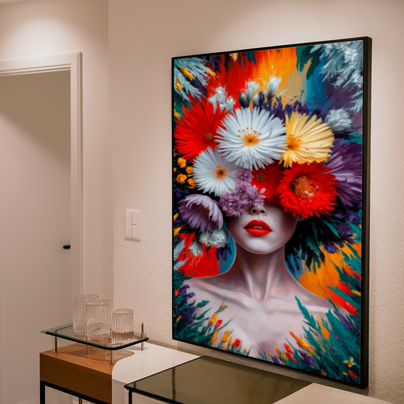 Quadro Decorativo Mulher - Jardim Colorido
