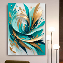 Quadro Decorativo Abstrato Plumas Oceânicas