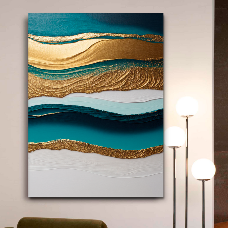Quadro Decorativo Abstrato Marés Douradas