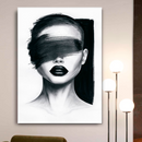 Quadro Decorativo Mulher - Enigma Tons Preto e Branco