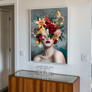 Quadro Decorativo Mulher -  Retrato Buquê de Flores