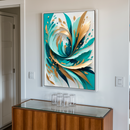 Quadro Decorativo Abstrato Plumas Oceânicas