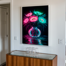 Quadro Decorativo Flores - Vaso Neon