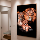 Quadro Decorativo Família de Leões 1 Filhote - Retrato com o Primogênito