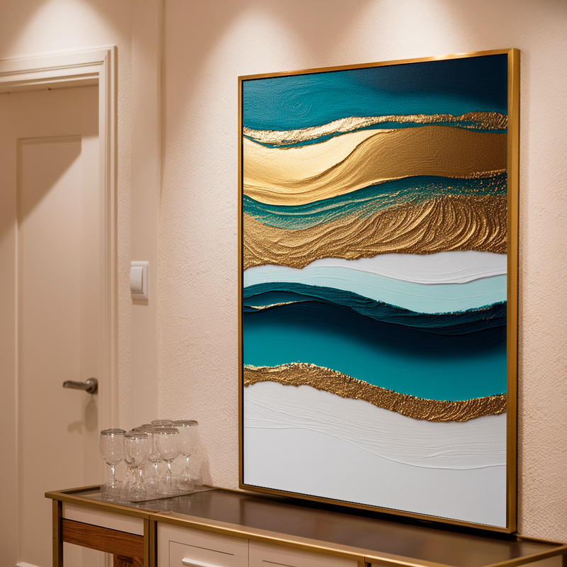 Quadro Decorativo Abstrato Marés Douradas