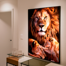 Quadro Decorativo Família de Leões 1 Filhote - Amor Familiar