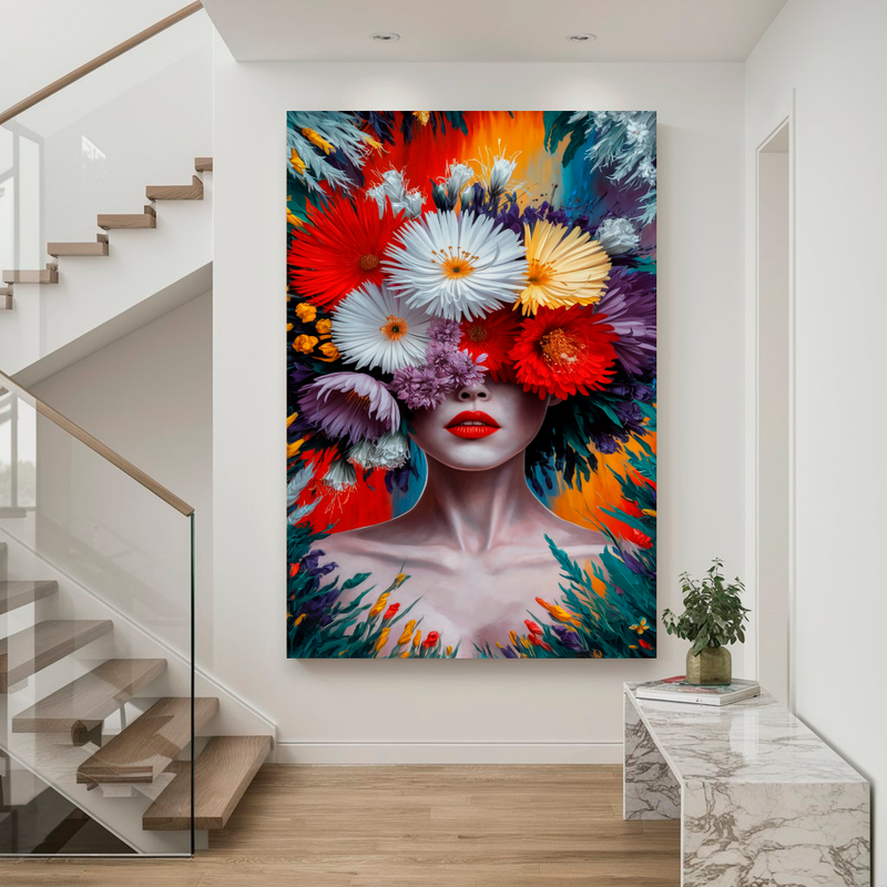 Quadro Decorativo Mulher - Jardim Colorido