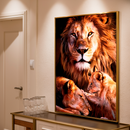 Quadro Decorativo Família de Leões 1 Filhote - Amor Familiar