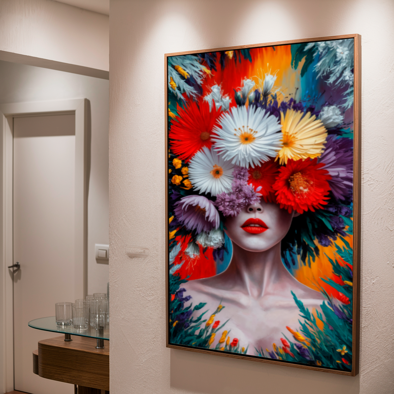 Quadro Decorativo Mulher - Jardim Colorido
