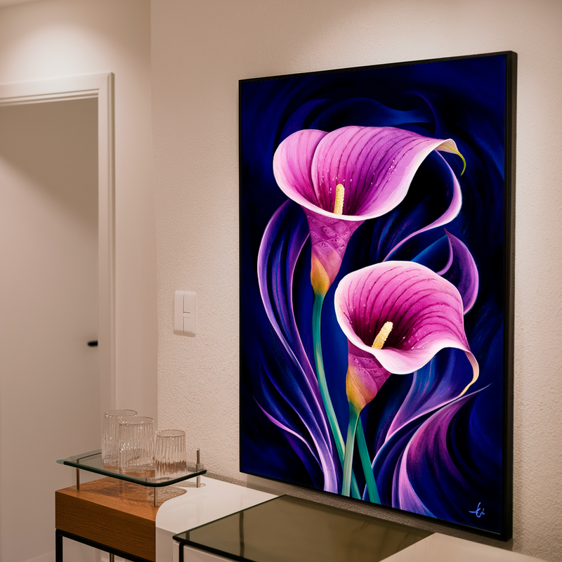 Quadro Decorativo Flores - Flores Copo de Leite Tons Lilás