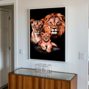 Quadro Decorativo Família de Leões 1 Filhote - Retrato com o Primogênito