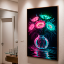 Quadro Decorativo Flores - Vaso Neon