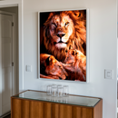 Quadro Decorativo Família de Leões 1 Filhote - Amor Familiar