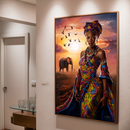 Quadro Decorativo Mulher - Bela Africana ao Entardecer
