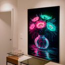 Quadro Decorativo Flores - Vaso Neon