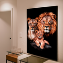 Quadro Decorativo Família de Leões 1 Filhote - Retrato com o Primogênito