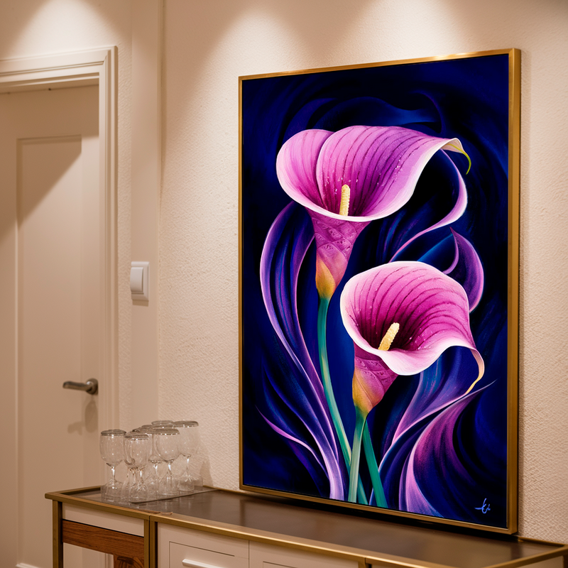 Quadro Decorativo Flores - Flores Copo de Leite Tons Lilás