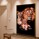 Quadro Decorativo Família de Leões 1 Filhote - Retrato com o Primogênito