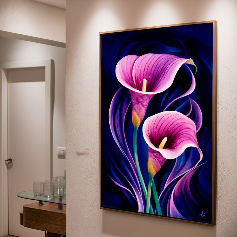 Quadro Decorativo Flores - Flores Copo de Leite Tons Lilás