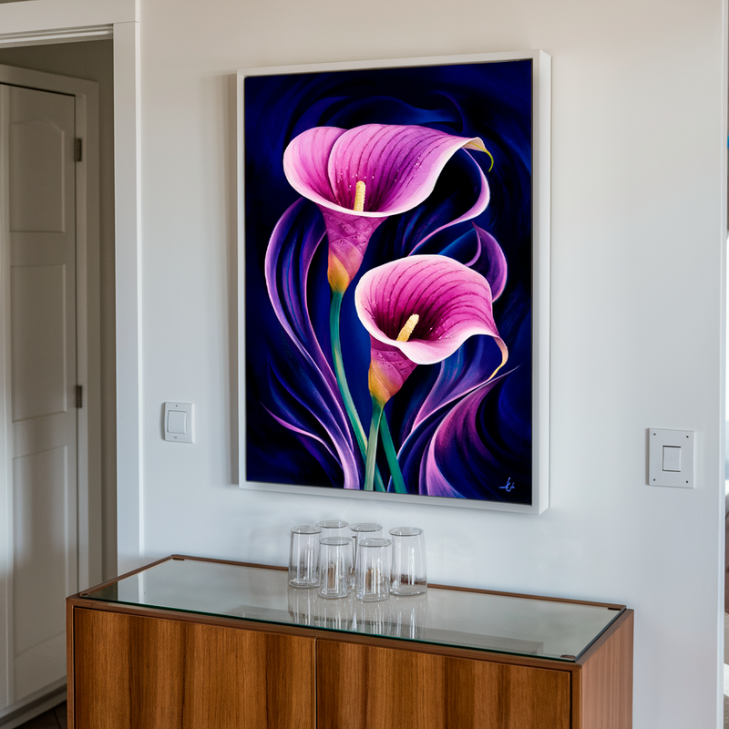 Quadro Decorativo Flores - Flores Copo de Leite Tons Lilás