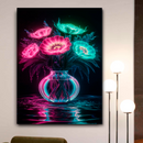 Quadro Decorativo Flores - Vaso Neon