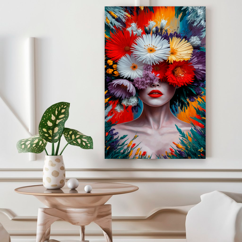 Quadro Decorativo Mulher - Jardim Colorido