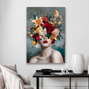Quadro Decorativo Mulher -  Retrato Buquê de Flores