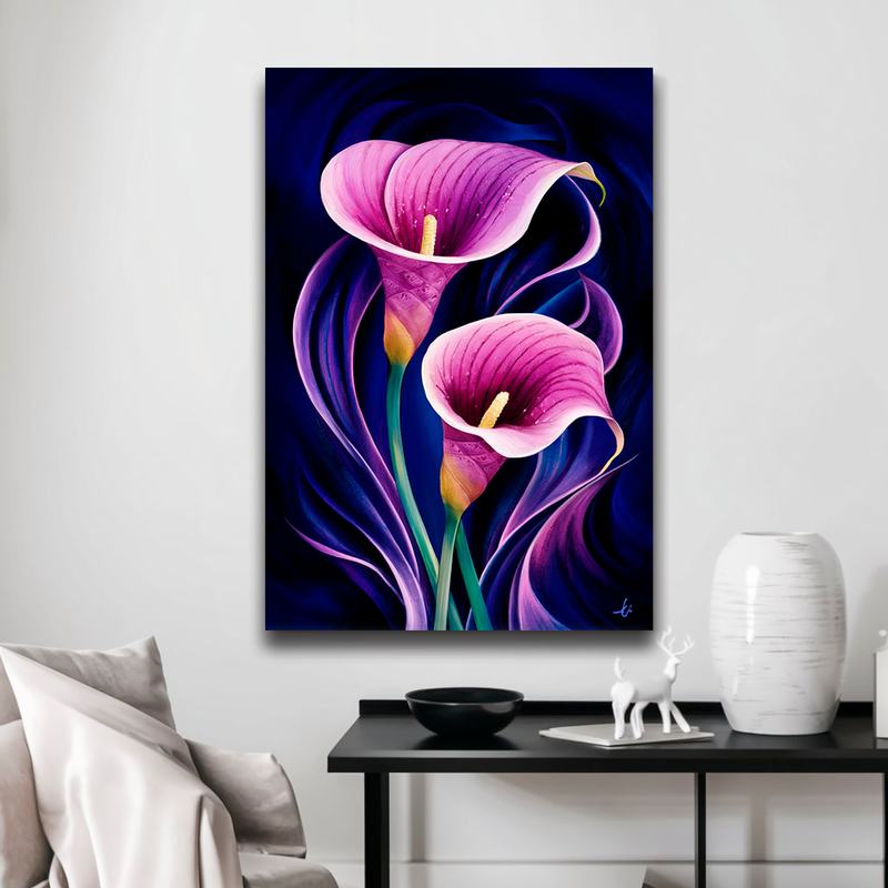Quadro Decorativo Flores - Flores Copo de Leite Tons Lilás