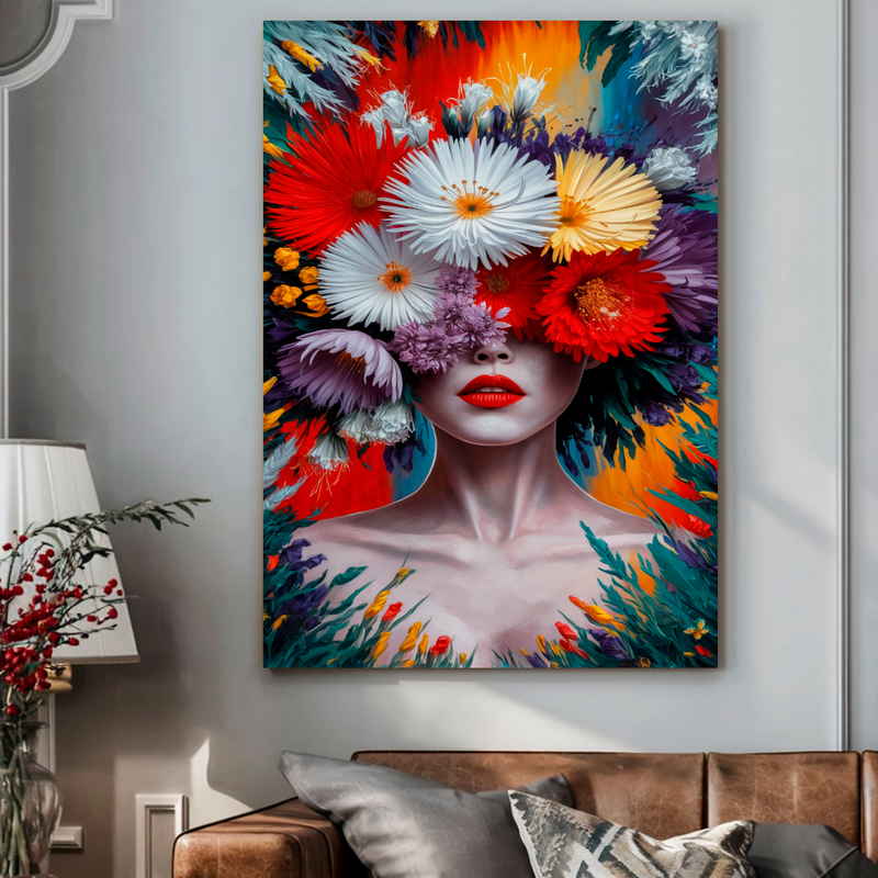 Quadro Decorativo Mulher - Jardim Colorido