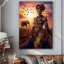 Quadro Decorativo Mulher - Bela Africana ao Entardecer