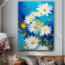 Quadro Decorativo Flores - Margaridas Brancas em Fundo Azul