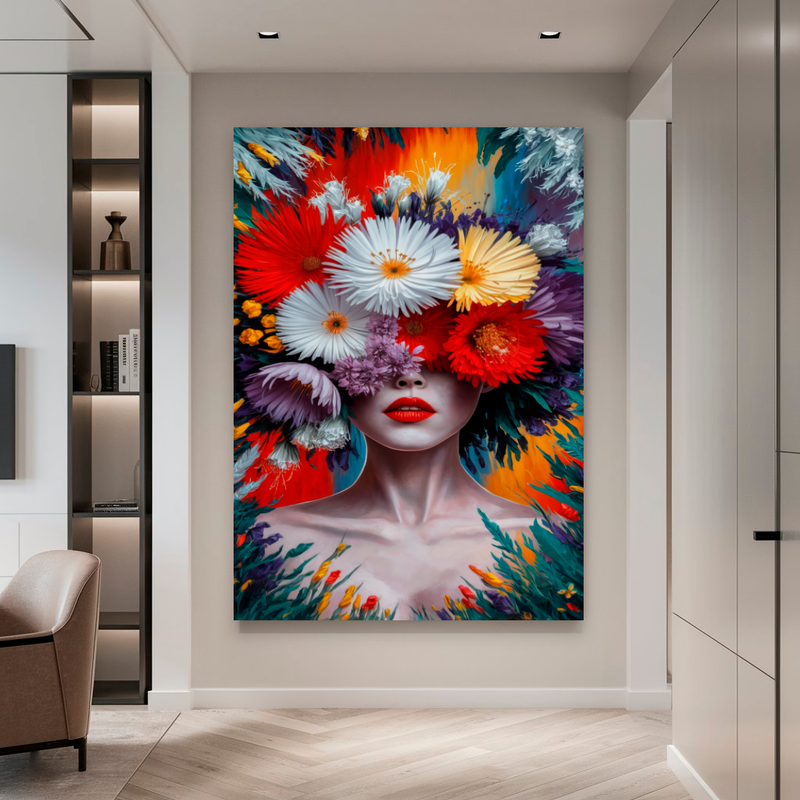 Quadro Decorativo Mulher - Jardim Colorido