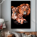 Quadro Decorativo Família de Leões 1 Filhote - Retrato com o Primogênito