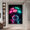 Quadro Decorativo Flores - Vaso Neon