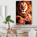 Quadro Decorativo Família de Leões 1 Filhote - Amor Familiar