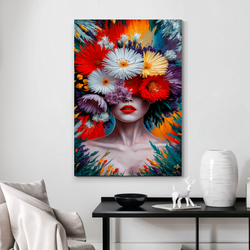 Quadro Decorativo Mulher - Jardim Colorido