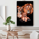 Quadro Decorativo Família de Leões 1 Filhote - Retrato com o Primogênito