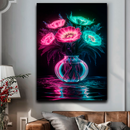 Quadro Decorativo Flores - Vaso Neon