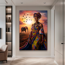 Quadro Decorativo Mulher - Bela Africana ao Entardecer