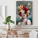 Quadro Decorativo Mulher -  Retrato Buquê de Flores