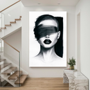 Quadro Decorativo Mulher - Enigma Tons Preto e Branco