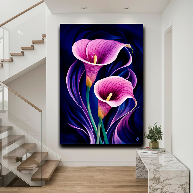 Quadro Decorativo Flores - Flores Copo de Leite Tons Lilás
