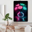 Quadro Decorativo Flores - Vaso Neon