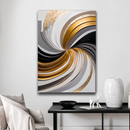 Quadro Decorativo Abstrato Espiral Branco e Dourado