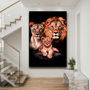 Quadro Decorativo Família de Leões 1 Filhote - Retrato com o Primogênito