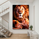 Quadro Decorativo Família de Leões 1 Filhote - Amor Familiar