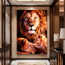 Quadro Decorativo Família de Leões 1 Filhote - Amor Familiar