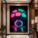 Quadro Decorativo Flores - Vaso Neon