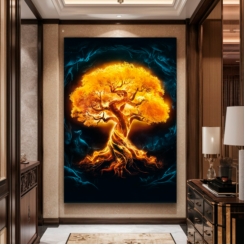 Quadro Decorativo Árvore da Vida - Aurora Dourada